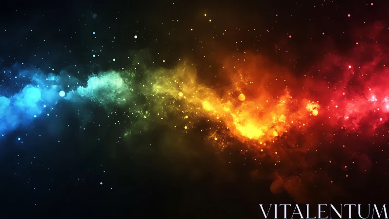 Multicolor nebular dust band rendered with high-contrast particle glow