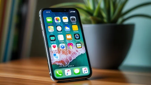 iOS Smartphone Displays Multicolor App Grid Layout With Notch Screen Architecture