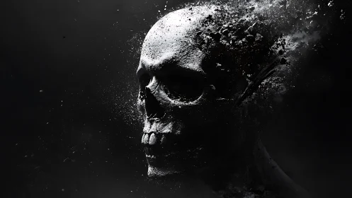 Cranial fragmentation in high-contrast particulate dispersion study.