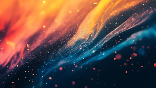 Glowing cosmic swirls drift through a dreamlike night sky.