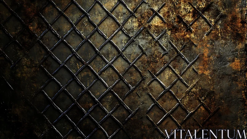Grungy Rusted Metal Lattice Texture in Industrial Art Style.