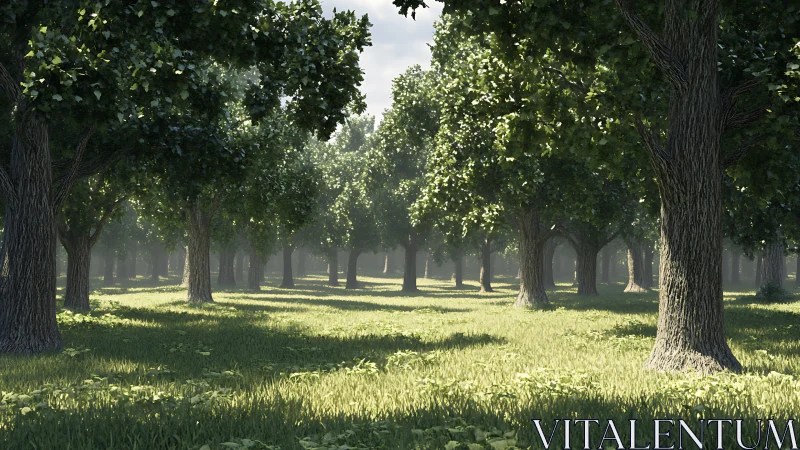 Sunlit forest glade inviting quiet moments of calm wonder.