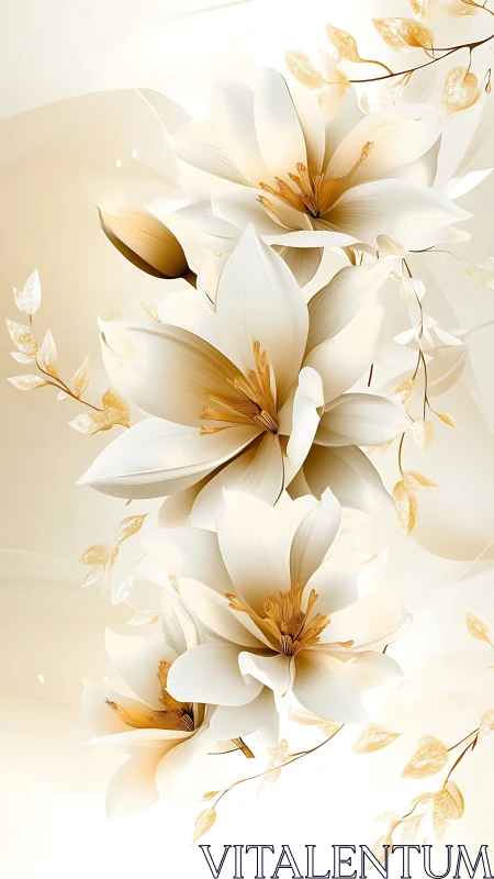 White Lilies with Golden Hearts in Soft Luxury.