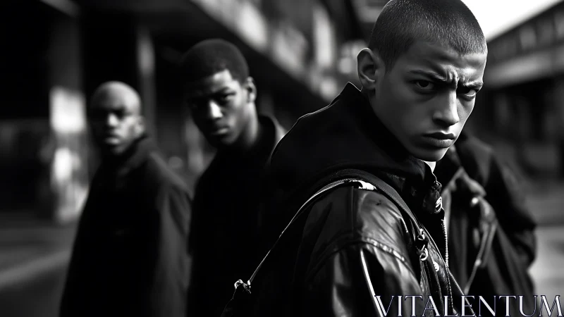 High-contrast urban portrait isolates tense youth in shallow depth