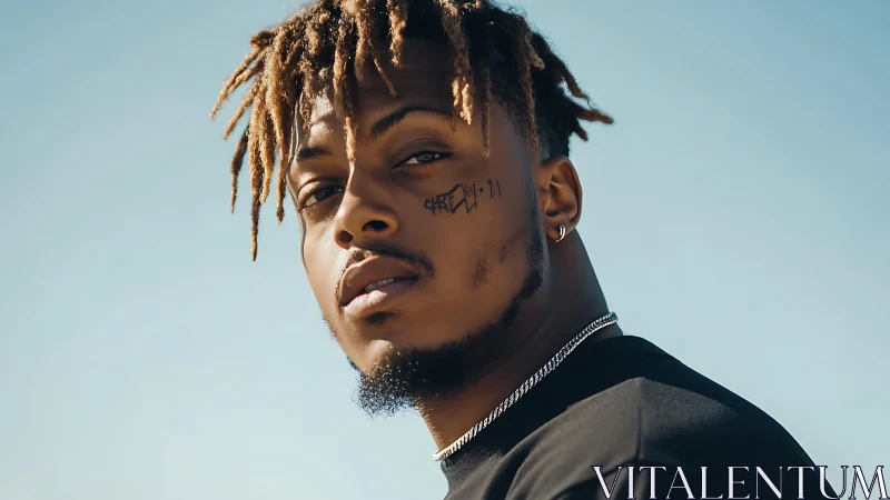 Portrait of man with locs in warm daylight close-up profile.