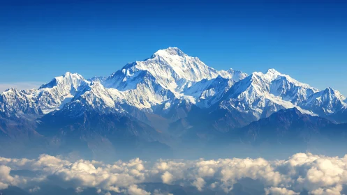 Sky-breathing snow titan crowned above wandering clouds.