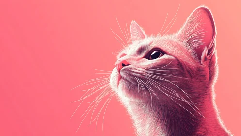 Portrait study renders a feline subject with neon gradient tonality.