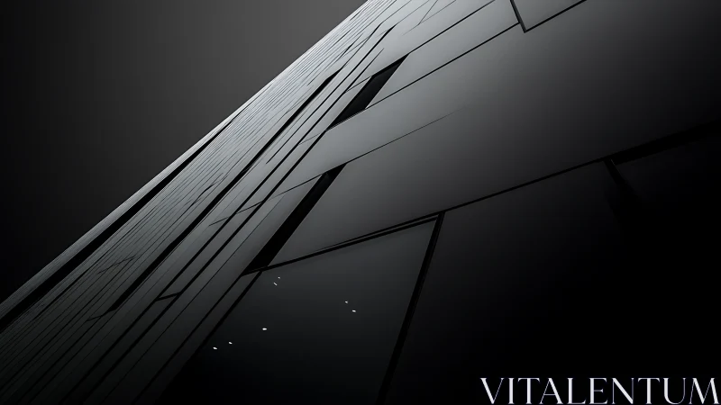 Steel horizon tilt: a brooding monolith of glass panels.