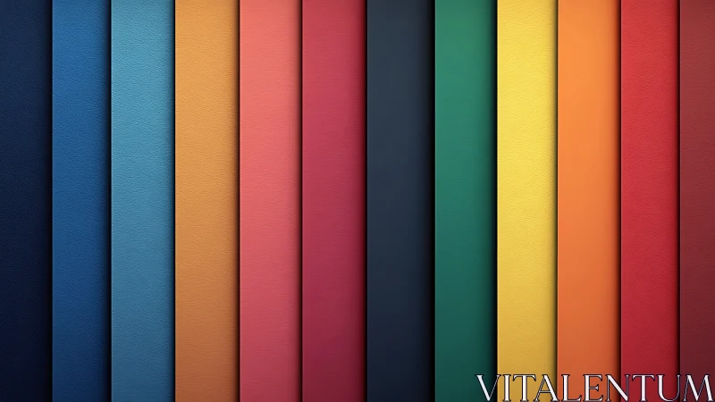 Vertical chromatic panels form a textured gradient spectrum wall