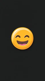 Glossy yellow smiling emoji on matte black background
