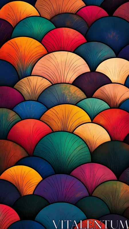 Color-saturated layered fan pattern in abstract arcs.