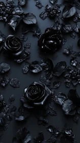 Monochromatic Black Rose Botanical Arrangement Study.