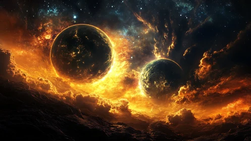 Binary exoplanets immersed in high-energy stellar plasma vortex