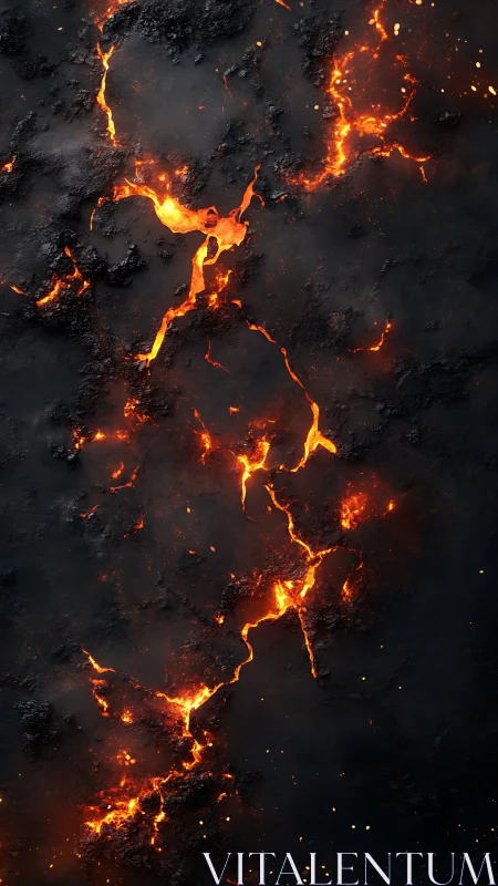 Lava Flow Network on Darkened Surface.