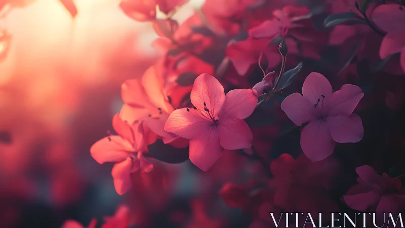 Pink Flowers with Warm Backlighting
