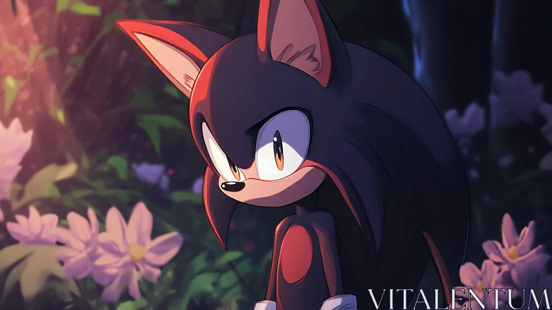 Anthropomorphic hedgehog portrait in soft backlit forest clearing