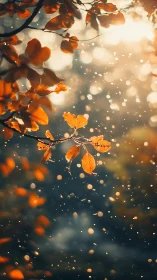 Backlit autumn foliage with atmospheric bokeh composition.