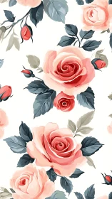 Coral Roses Dancing: Watercolor Romance Blooms Across Creamy Canvas