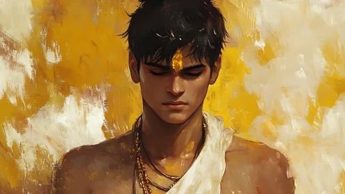 Quiet golden meditation with a thoughtful young dreamer.