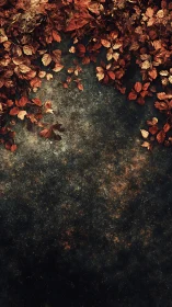Fallen autumn leaves frame a moody textured stone ground