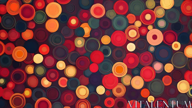 Layered circular pattern in warm multicolor abstract art.