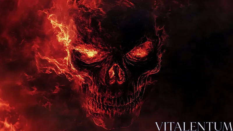 Infernal ember skull emerging from a churning storm of fire.