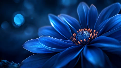 Luminous Blue Flowers Glow Against a Dreamy Night Sky