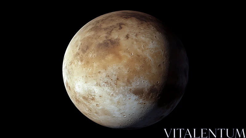 Distant rocky planet glows softly against deep black space.