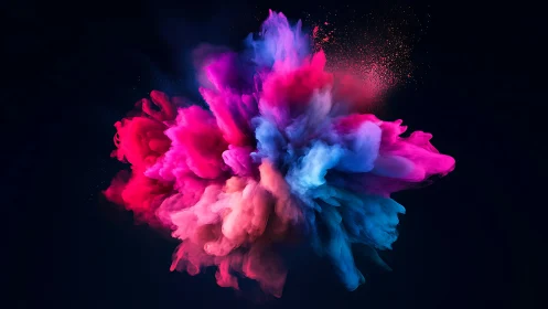 Colored powder suspension forms dense central cloud structure