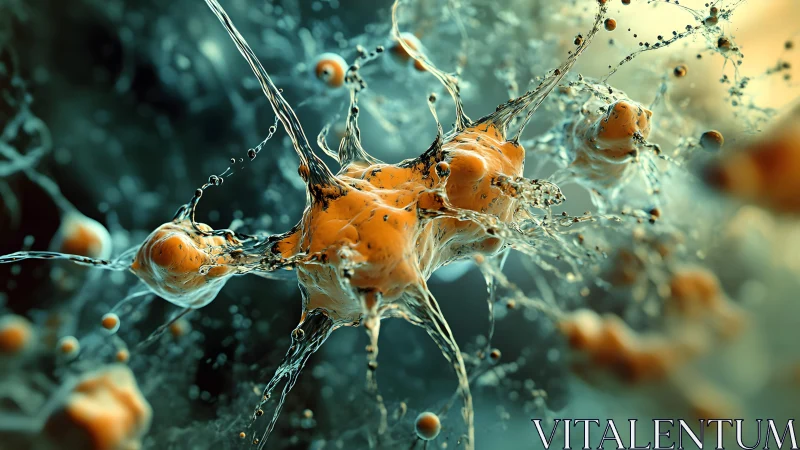 Abstract neural network cells in vibrant scientific digital art.