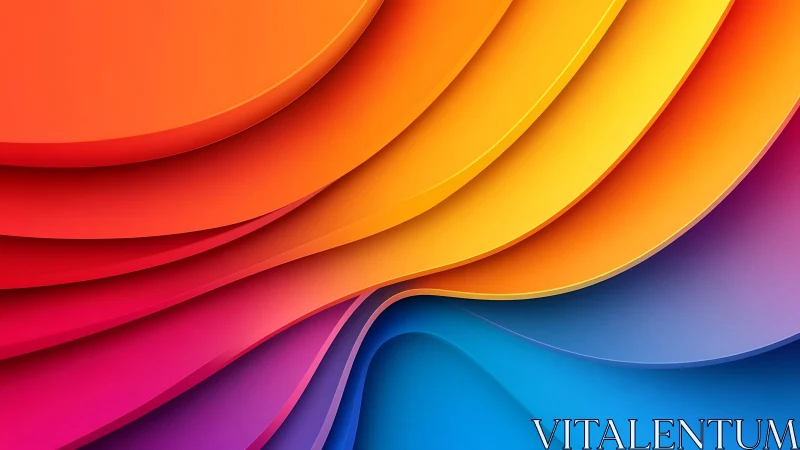 Layered rainbow curves form vibrant abstract gradient waves