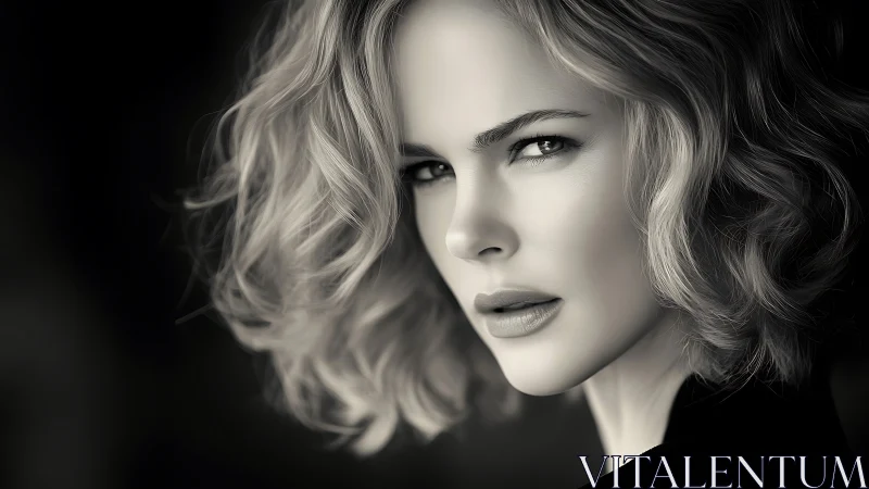 Velvet‑toned stare of a luminous monochrome muse.