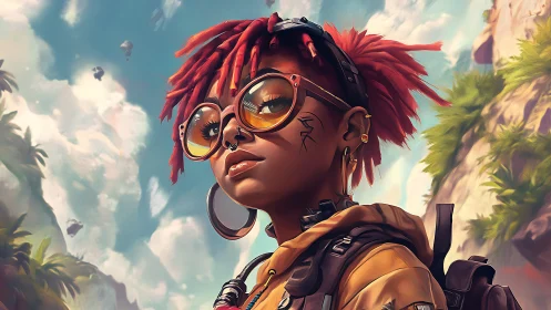 Cyber explorer portrait with stylized shaders and dynamic lighting