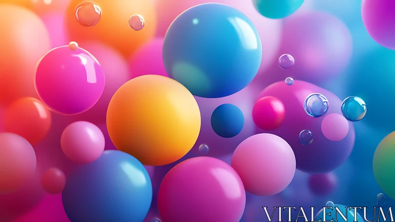 3D chromatic spheres with soft bokeh gradients in motion.