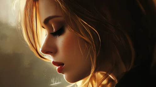 Soft golden portrait captures a quiet moment of reflection
