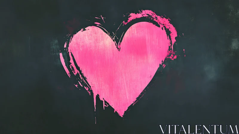 Neon Heart Shape with Graffiti Aesthetic on Dark Background