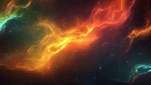 Volumetric nebula filaments with dynamic color temperature gradients