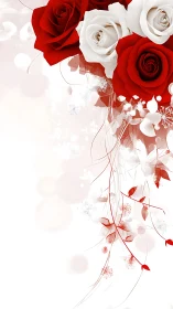 Red and White Roses with Cascading Floral Vines