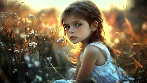 Maiden Caught Between Sunset's Golden Whisper