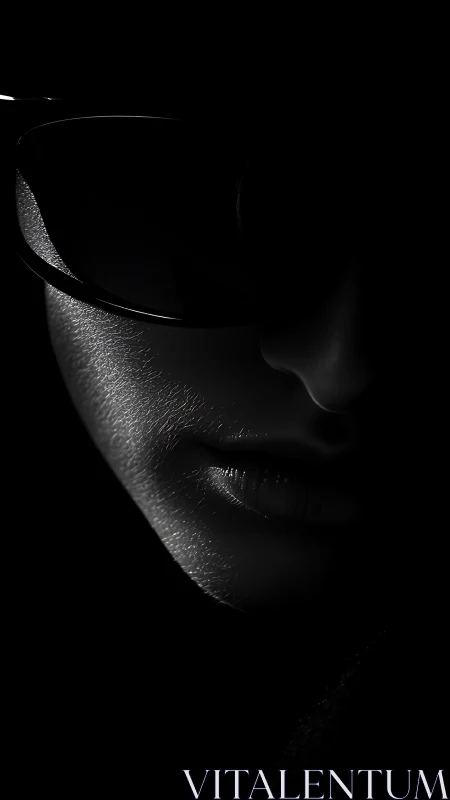 Mysterious portrait glows softly in deep, cinematic shadows