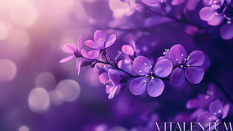 Purple Flower Blooms with Soft Focus Background