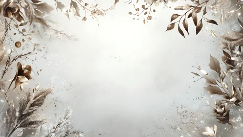 Gilded winter foliage halo framing a softly glowing hush.