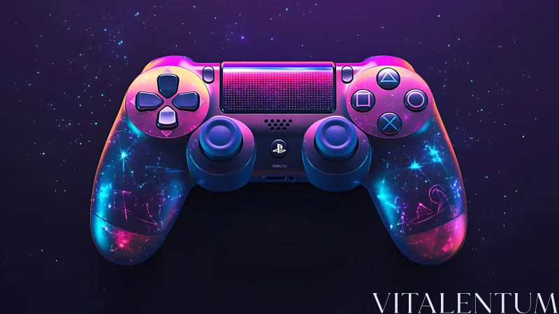Stunning Neon Gaming Controller Glows with Cosmic Energy