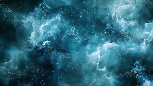 Nebula tides quietly unravel into shimmering blue storm