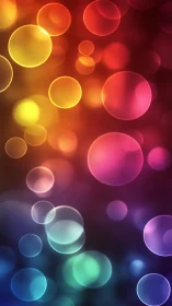 Glowing rainbow bubbles drifting through a dreamy night sky.