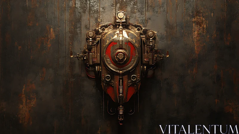 Rusty mechanical heart glowing with quiet sci fi mystery.