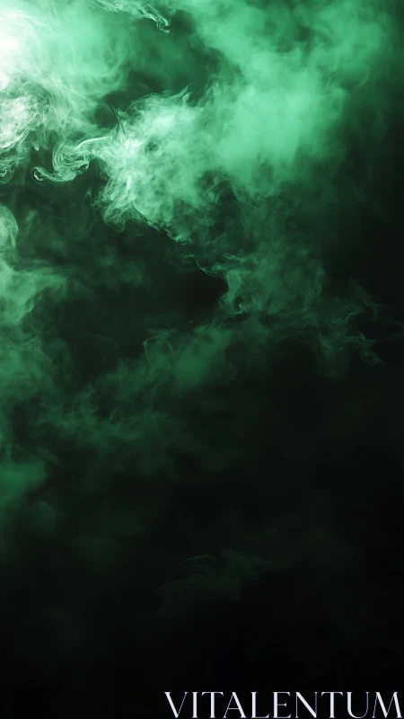 Emerald ghost vapors swirling through midnight voids.