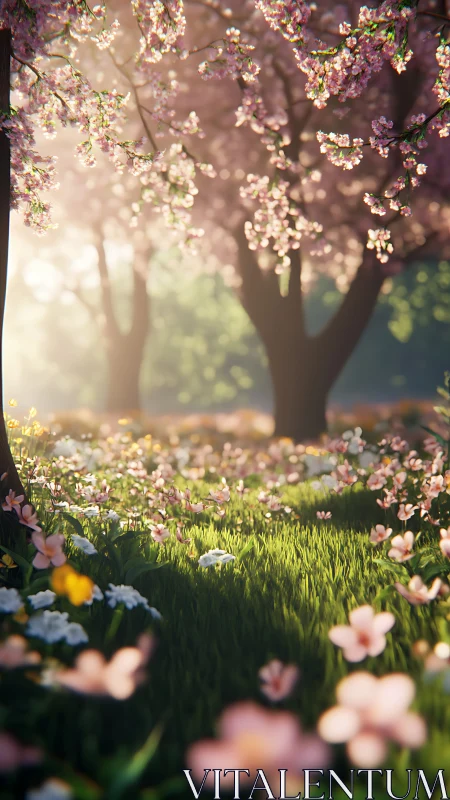 Blossom Sanctuary: Where Spring Dreams Drift Golden.