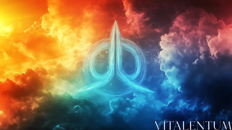 Digital painting of luminous sigil within chromatic stormscape.