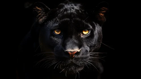 Black Panther High-Contrast Portrait with Amber Eyelight.